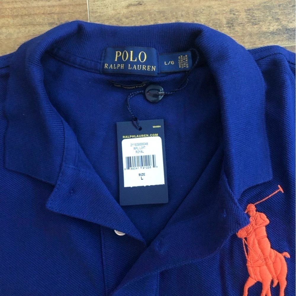 NWT - Skinny Fit Big Pony Polo Shirt Royal Blue Size L - Picture 7 of 11